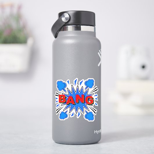 BANG Burst Pop Art Red Blue 4" Vinyl Aufkleber (HydroFlask)