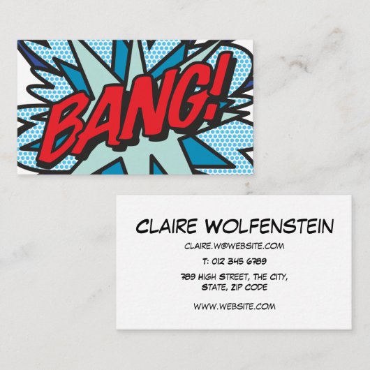 BANG Fun Retro Comic Book Visitenkarte (Vorne/Hinten)