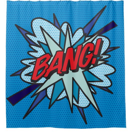 BANG Fun Retro Comic Buch Pop Kunst Duschvorhang (Vorderseite)