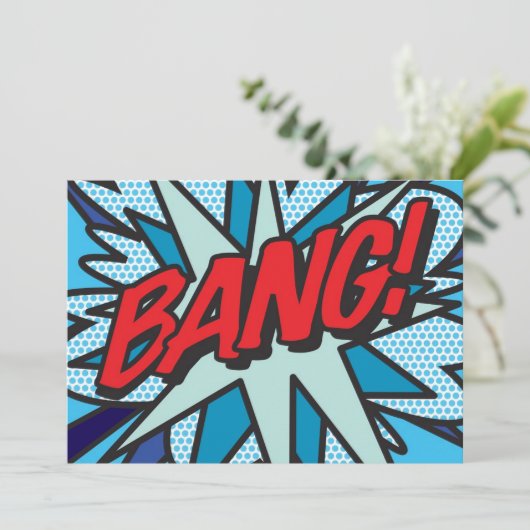 BANG Fun Retro Comic Buch Pop Kunst Einladung (Stehend Vorderseite)