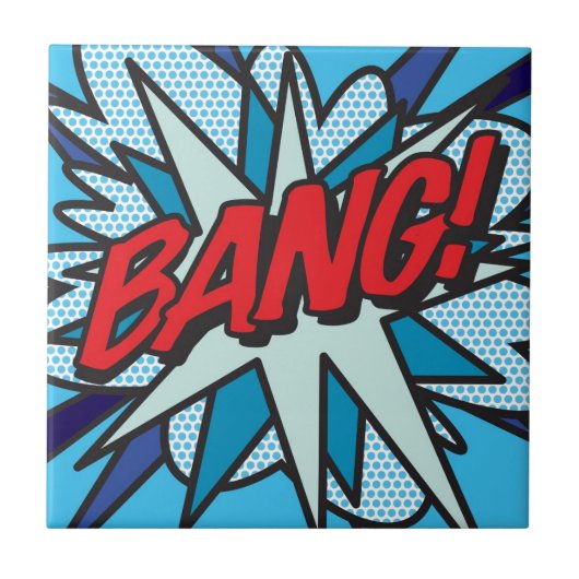 BANG Fun Retro Comic Buch Pop Kunst Fliese (Vorderseite)
