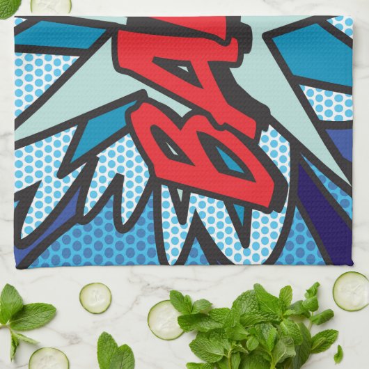 BANG Fun Retro Comic Pop Kunst, Dichtung und Musik Geschirrtuch (Gefaltet)