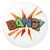 BANG Fun Retro Comic Pop Kunst, Dichtung und Musik Keramikknauf (Vorderseite)
