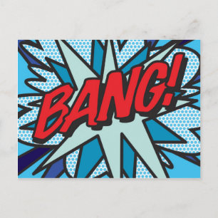 BANG Fun Retro Comic Pop Kunst, Dichtung und Musik Postkarte