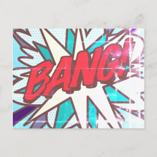 BANG Fun Retro Comic Pop Kunst, Dichtung und Musik Postkarte