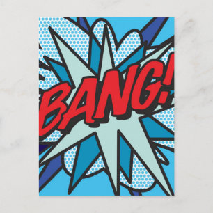 BANG Fun Retro Comic Pop Kunst, Dichtung und Musik Postkarte