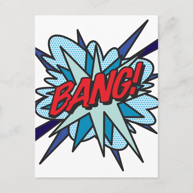BANG Fun Retro Comic Pop Kunst, Dichtung und Musik Postkarte (Vorderseite)