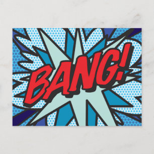 BANG Lustige Retro-Comic- Pop-Art Ankündigungspostkarte
