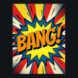 BANG! Modernes Pop Art Comic Style Poster<br><div class="desc">Dieses Poster ist eine frische und stilvolle Interpretation des klassischen Comic-Buchtoneffekts. Es würdigt den kühlen Geist der Pop Art, aber mit einer raffinierten, zeitgenössischen Sensibilität. Statt einer chaotischen Explosion präsentiert dieses Design einen sauberen, leistungsstarken Energiesturm, der das ikonische Comic-Panel für ein modernes Publikum neu vorstellt. Die leuchtenden Linien sind scharf...</div>