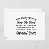 Bang My Head Medical Coder Coding Programmer ICD Postkarte (Vorne/Hinten)