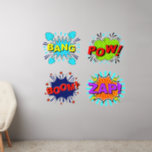 Bang Pow Boom Zap Pop Art 50" Wandaufkleber<br><div class="desc">4 Great Pop Art Wall Decals - - Ändern Sie die Größe dieser Aufkleber durch Ändern der Decal Sheet - 4 Größen - von 12" x 12" auf 36" x 36" - Diese sind auf einem transparenten Hintergrund gedruckt, aber Sie können in einen halbtransparenten oder vollständig weißen Hintergrund wechseln -...</div>