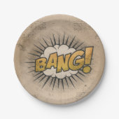 BANG! Vintages Comic Buch Steampunk Pop Kunst Pappteller (Vorderseite)