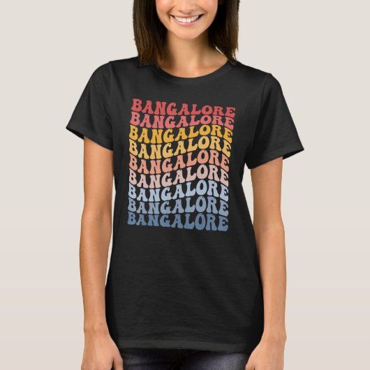 Bangalore City Groovy Retro T-Shirt (Vorderseite)