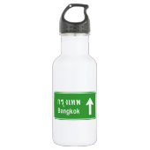 Bangkok Ahead ⚠ Thai Highway Traffic ⚠ Edelstahlflasche (Vorderseite)