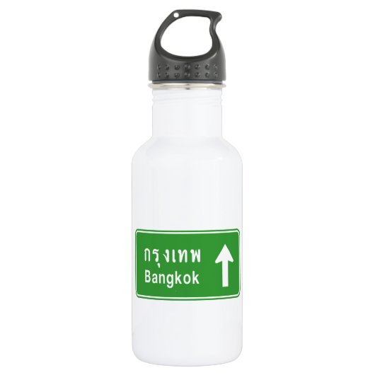 Bangkok Ahead ⚠ Thai Highway Traffic ⚠ Edelstahlflasche (Vorderseite)
