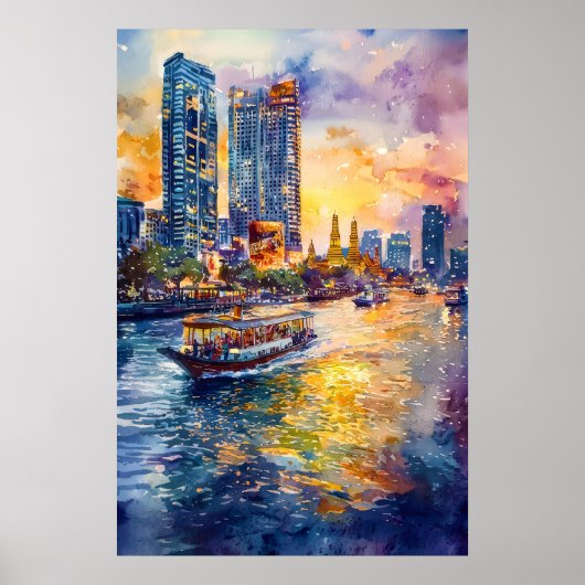 Bangkok Aquarell 1 Poster (Vorne)