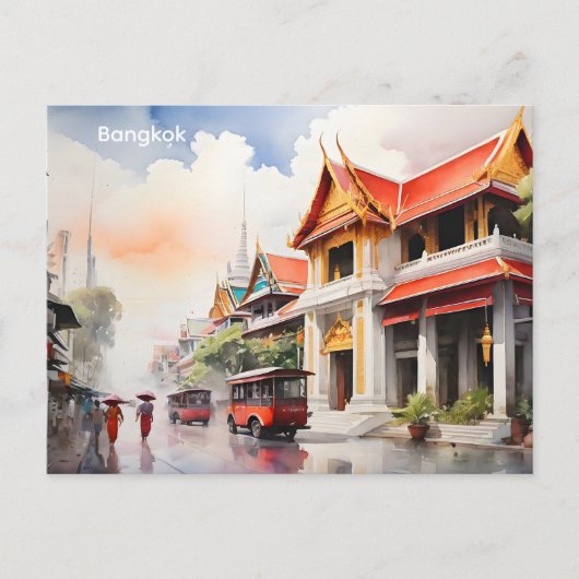 Bangkok-Aquarell-Kunst Postkarte (Vorderseite)