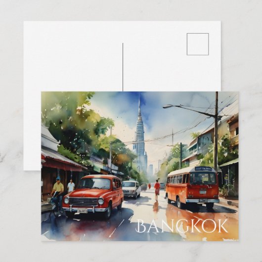 Bangkok-Aquarell-Kunst Postkarte (Vorne/Hinten)