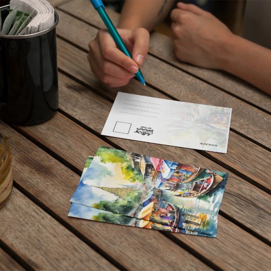 Bangkok Floating Market Thailand Postkarte