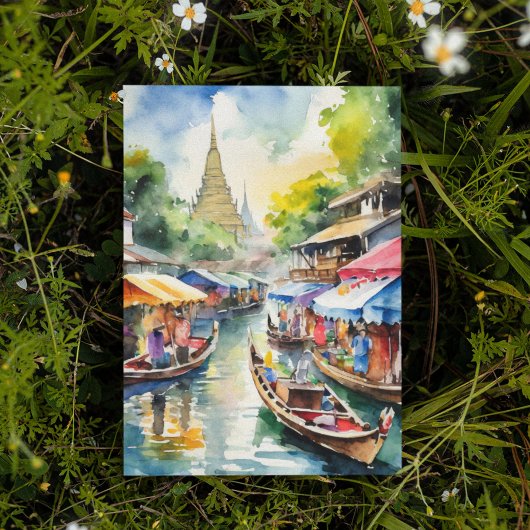 Bangkok Floating Market Thailand Postkarte