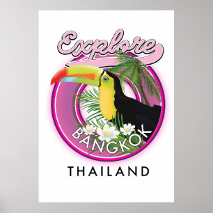 Bangkok Indonesien Reise Logo erkunden Poster