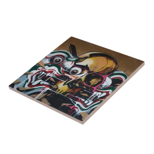 Bangkok-Schädel-Graffiti Fliese (Seite)