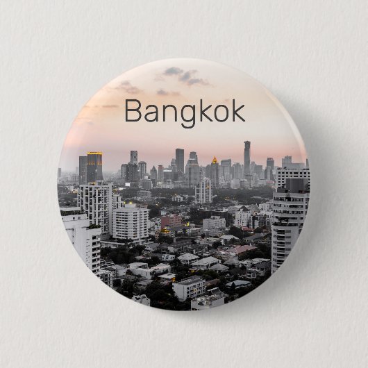 Bangkok Skyline Sunset Panorama BKK Thailand Button (Vorderseite)