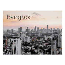 Bangkok Skyline Sunset Panorama BKK Thailand Poster