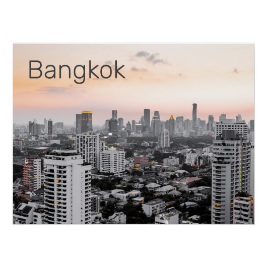 Bangkok Skyline Sunset Panorama BKK Thailand Poster (Vorderseite)