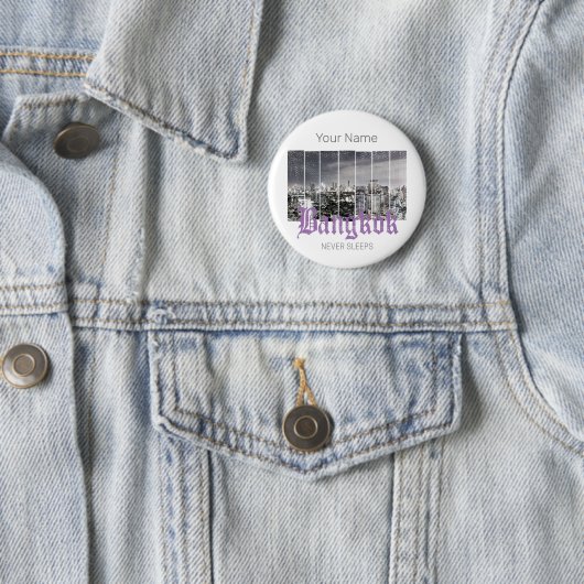 Bangkok Skyline Vintag BKK Retro Thailand Design Button (Beispiel)