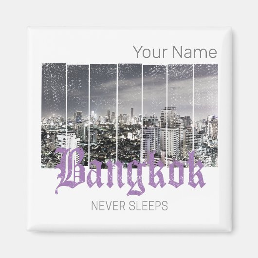 Bangkok Skyline Vintag BKK Retro Thailand Design Magnet (Vorne)