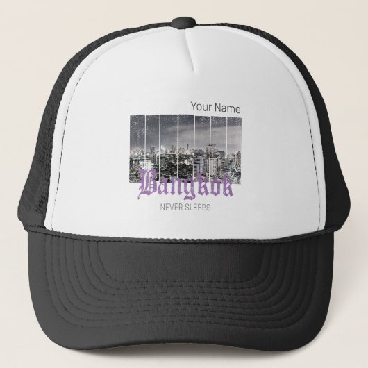 Bangkok Skyline Vintag BKK Retro Thailand Design Truckerkappe (Vorderseite)
