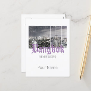 Bangkok-Skyline Vintage BKK Retro Thailand Design Feiertagspostkarte