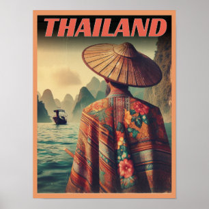 Bangkok Stadt Thailand Alte thailändische Menschen Poster