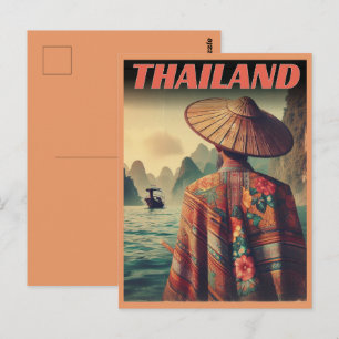 Bangkok Stadt Thailand Alte thailändische Menschen Postkarte