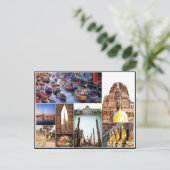 Bangkok Tempel Collage farbenfrohe Bilder Postkarte (Stehend Vorderseite)