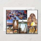 Bangkok Tempel Collage farbenfrohe Bilder Postkarte (Vorne/Hinten)