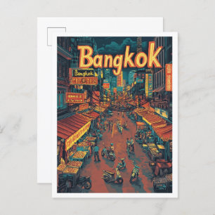 Bangkok Thailand Art Vintage Reisevorführung Postkarte