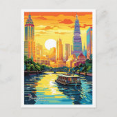 Bangkok Thailand Art Vintage Reisevorführung Postkarte (Vorderseite)