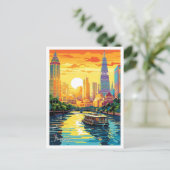 Bangkok Thailand Art Vintage Reisevorführung Postkarte (Stehend Vorderseite)