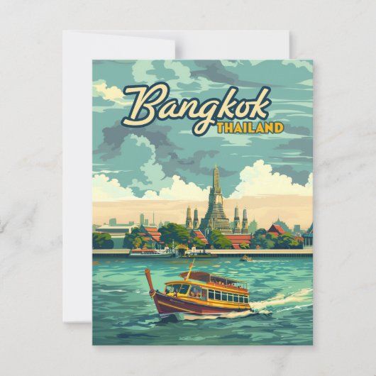 Bangkok Thailand Asia Vintage Travel Tempel Card (Vorderseite)