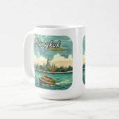 Bangkok Thailand Asia Vintage Travel Tempel Kaffeetasse (Vorderseite Links)