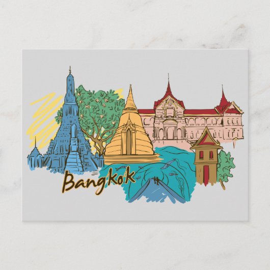 Bangkok, Thailand - Berühmte Stadtreise Postkarte (Vorderseite)