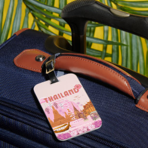 Bangkok Thailand Boho Retro Reiseplakat Gepäckanhänger