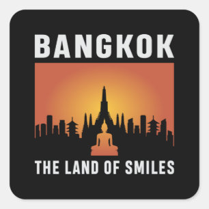 Bangkok Thailand City City Cityscape Skyline Funny Quadratischer Aufkleber