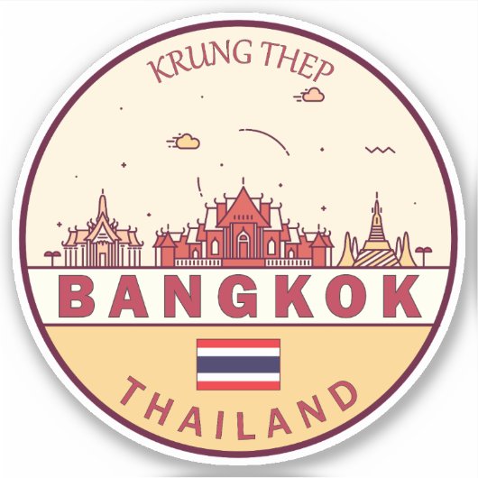 Bangkok Thailand City Skyline Emblem Aufkleber (Vorderseite)