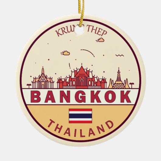 Bangkok Thailand City Skyline Emblem Keramik Ornament (Vorne)