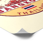 Bangkok Thailand City Skyline Emblem Poster (Ecke)