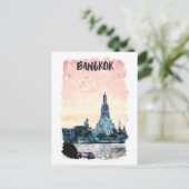 Bangkok Thailand City Sunset Watercolor Postkarte (Stehend Vorderseite)
