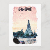 Bangkok Thailand City Sunset Watercolor Postkarte (Vorderseite)